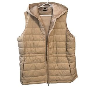 Swiss Tech Beige Puffer Vest with Hood Size 2X